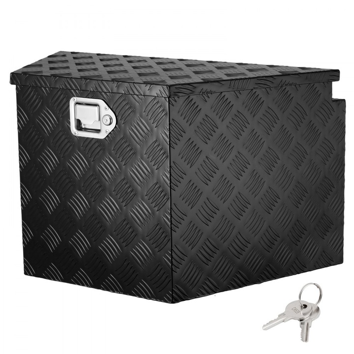 Cutie pentru scule de remorca, din aliaj de aluminiu, cu incuietoare si chei, dimensiuni 99 x 41.9 x 30.5 cm, compatibila cu camion, RV, remorca, negru