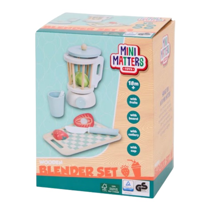 Mixer din lemn, Mini Matters, set 11 piese, colorat