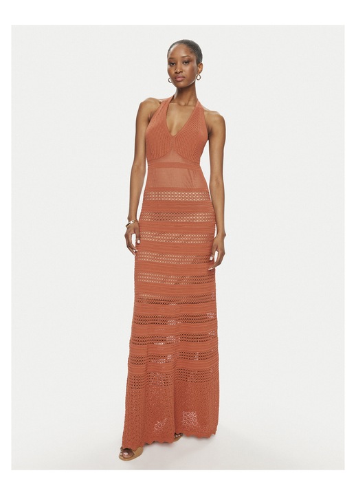 Rochie tricotata de dama Twinset, portocalie, 100% bumbac, 2XL INTL