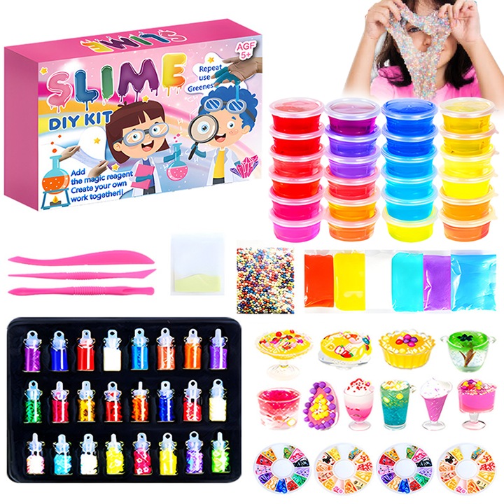 Set slime Wacorresi, 30 piese, spuma colorata, 6 texturi, 5 ani+