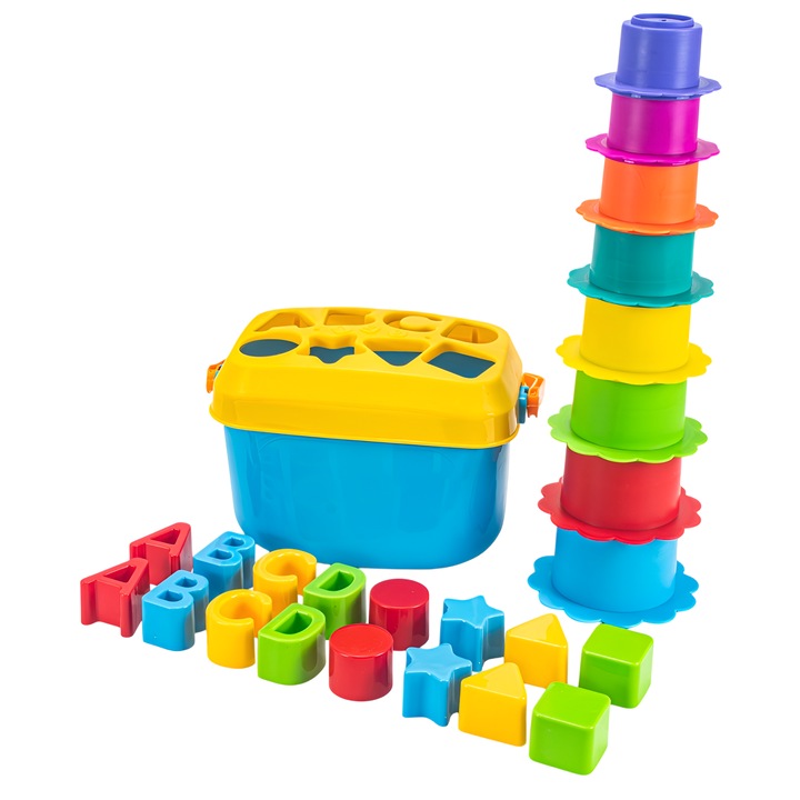 Jucarie Educativa, Baby Favorite, Educational Toys Set, 618-131, Sortator, 25 Piese, 18 Luni+, 19 x 21 x 12 cm, Montessori, Antistres, Sortare Forme, Dezvoltare Motricitate Fina, Coordonare Mana-Ochi, Logica, Non Toxic, Plastic, Multicolor