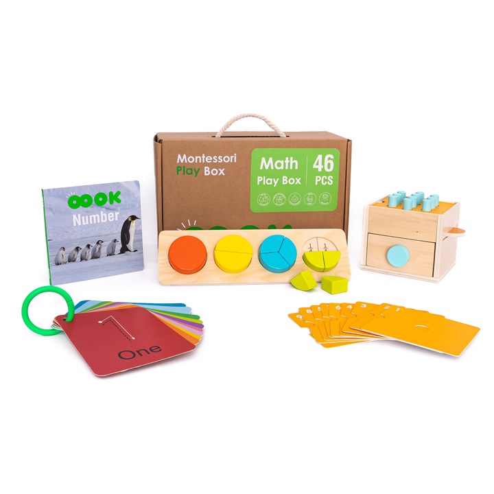 Set Educational Tooky Toy Matematica, 10 elemente, lemn, pentru 1-10 ani
