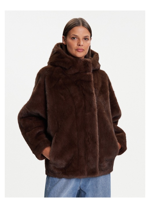 Geaca dama, Kontatto, blana artificiala, maro, S-M INTL