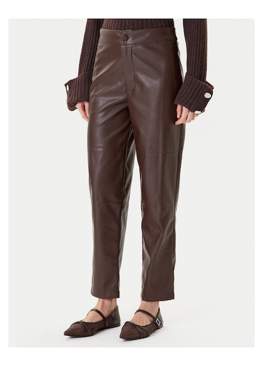 Pantaloni Twinset din piele ecologică pentru femei, Maro