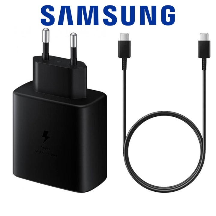 Incarcator Retea Samsung TA845EBE 45W Fast Charge USB-C Cablu Inclus 1m Negru OOB Bulk