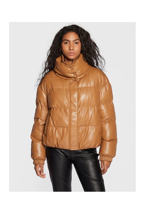 Geaca dama Patrizia Pepe, imitatie de piele, maro, 38 EU