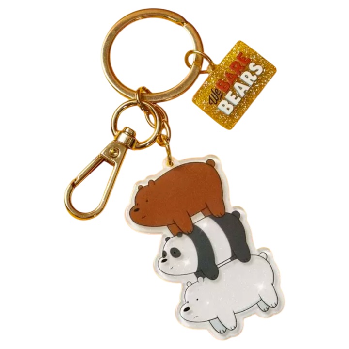 Breloc personalizat aventurile fratilor ursi desene animate we bare bears, multicolor