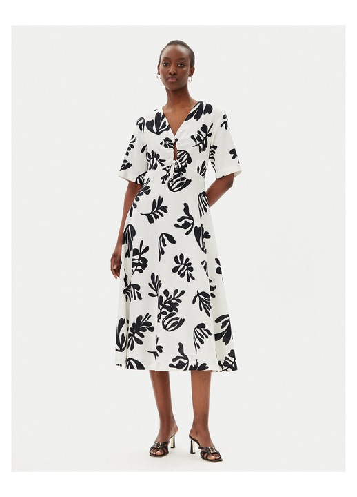 Rochie de vara pentru femei Marella, alba, flori negre