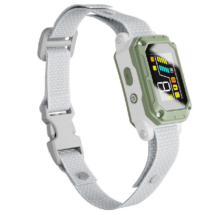 Zgarda antilatrat pentru caini ajustabila si automata, 8 nivele, SkyVibe®, 4 functii (sunet, vibratie, impulsuri, protectie automata), Ecran LED, Reincarcabila USB-C, Rezistenta la Apa, Praf, Verde