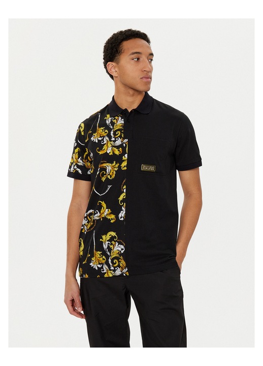 Tricou polo barbati Versace Jeans Couture, negru, bumbac