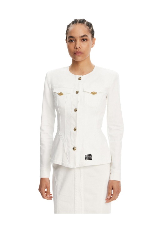 Jacheta de blugi dama Versace Jeans Couture, alb, denim