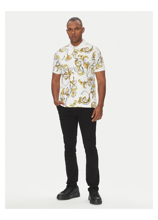 Tricou barbati Versace Jeans Couture, alb, 100% bumbac, cu imprimeu