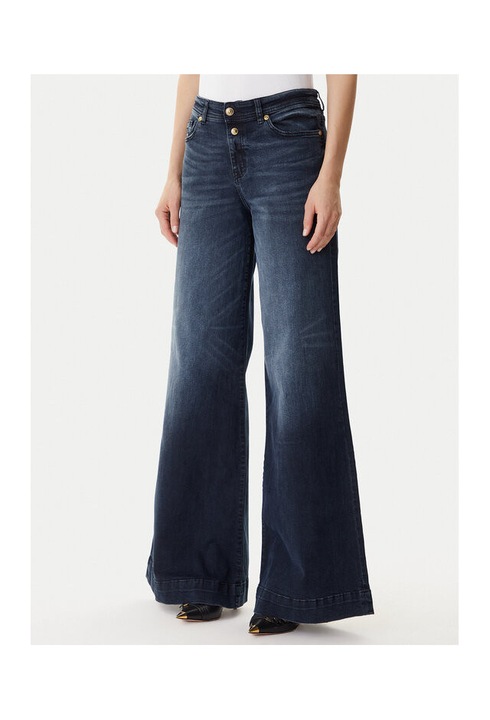 Blugi pentru femei Versace Jeans Couture, cu talie inalta, bleumarin