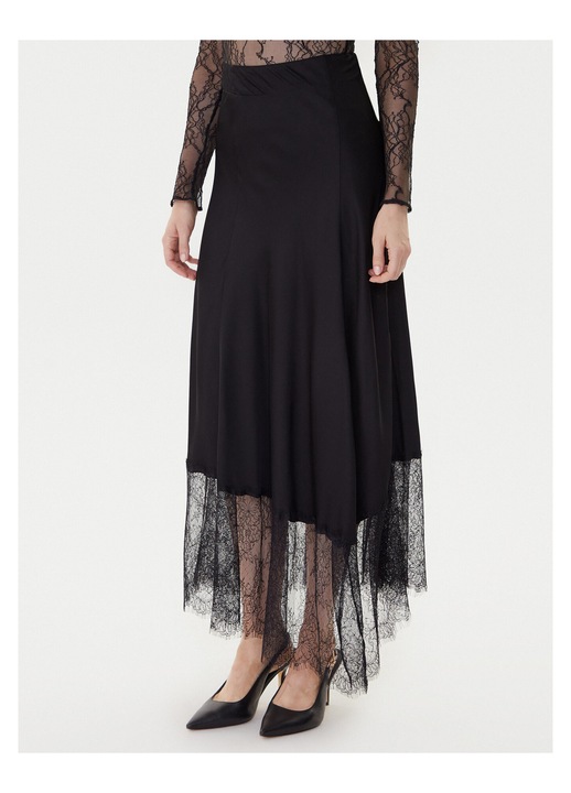 Fusta Midi, Twinset, neagra, femei, XL INTL