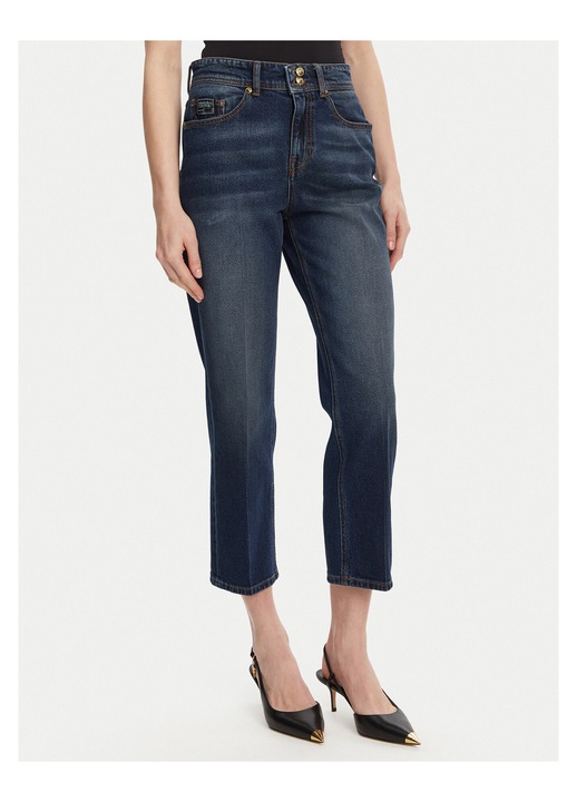 Blugi pentru femei, cu talie inalta, Versace Jeans Couture, bleumarin