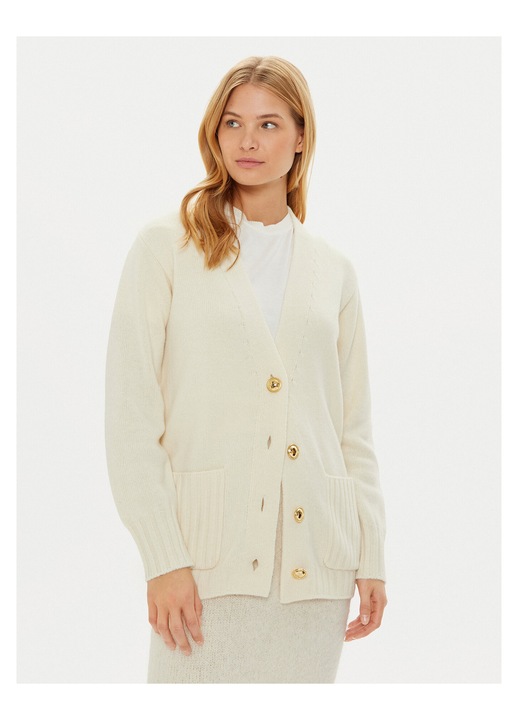 Cardigan dama Luisa Spagnoli, crem, pulover elegant, L INTL