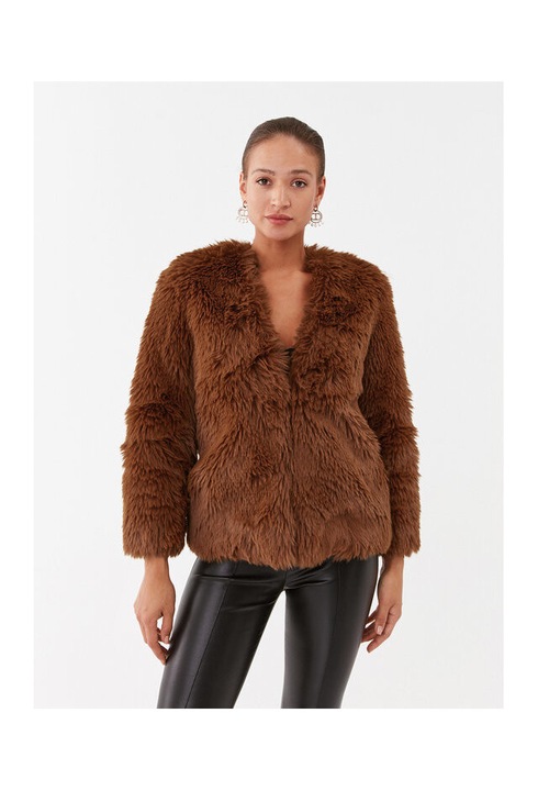 Geaca de dama Twinset, blana artificiala, maro