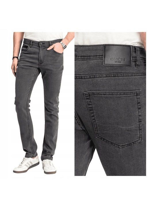 Blugi Barbati, Marcus, Sebb, Regular Fit, Talie Medie, 70% Bumbac, 30% Poliester, Fermoar, Lungi, 5 Buzunare, Gri, Gri