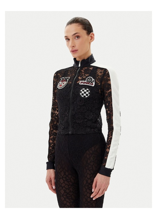 Cardigan dama Pinko, negru, maron, material tricotat