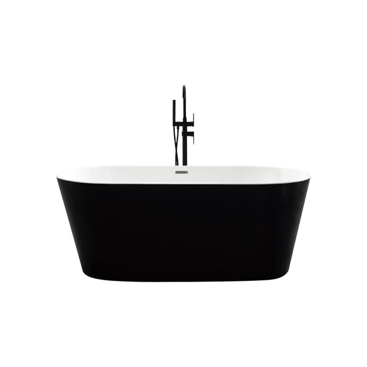 Cada baie freestanding Bella BSM-203, acril, 170 x 80 x 58 cm, negru mat