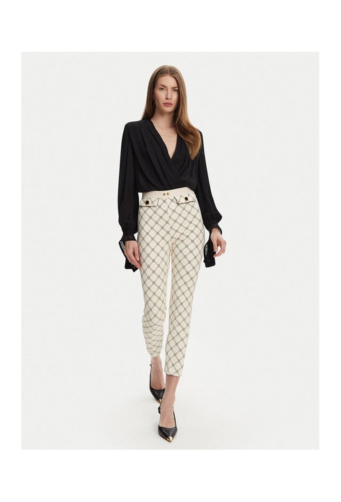 Pantaloni eleganti pentru dama, Elisabetta Franchi, ecru