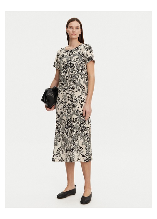 Rochie de zi, Weekend Max Mara, ecru, negru, 2 culori, fabrica de calitate