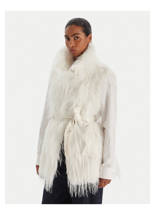 Geaca dama Pinko, blana artificiala, alb, XL INTL