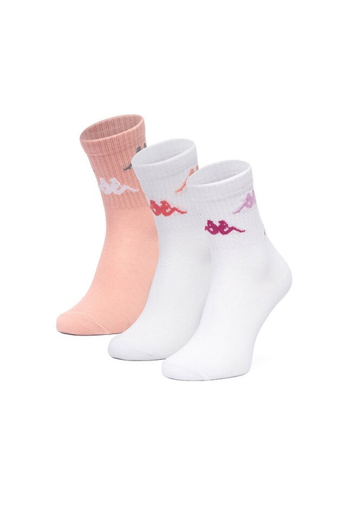 Sosete dama Kappa, lungi, bumbac, alb, roz, 39-42