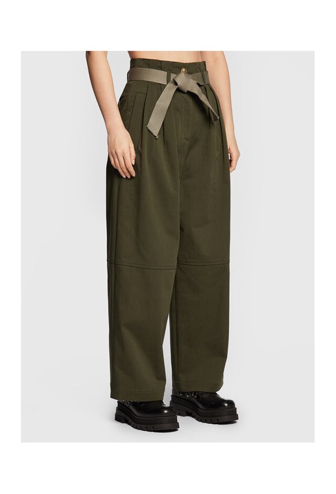 Pantaloni dama Pinko, verde, stofa, largi, 40 EU