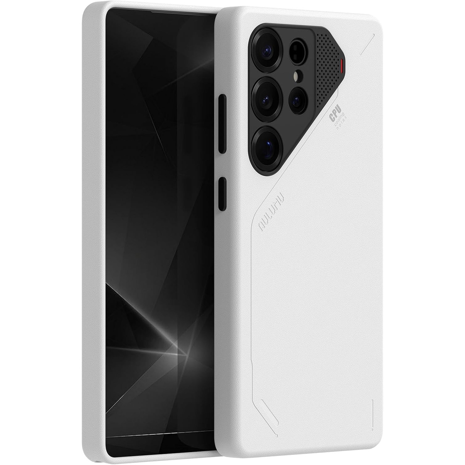Husa pentru Samsung S25 Ultra, Aulumu Vegan Leather, Piele texturata, Ultra slim, Compatibila MagSafe, Racire activa CoolHyper, Butoane metalice, Protectie maxima, Alb