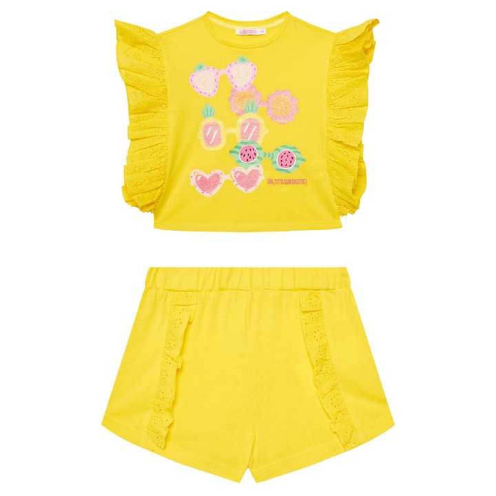 Compleu pentru copii, Original Marines, top si pantaloni scurti, galben