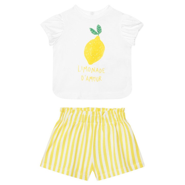 Compleu pentru copii, Tricou si Pantaloni Scurti, Original Marines, galben/alb
