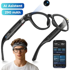 Ochelari inteligenti cu camera 4K, L801, Spionescu, lentile personalizabile, stocare 32GB, sunet stereo 360°, 8 MP, Bluetooth 5.3, baterie 290 mAh, autonomie 8h, chip anti-shake, control AI, negru