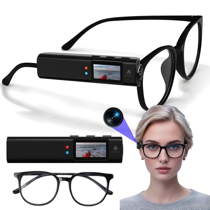 FPV kamera szemüveg 2.7K, S110, IPS kijelző, 110°-os nagylátószögű lencse, 12MP felbontású fényképezés, WiFi hotspot, ultrakönnyű 21 g-os szerkezet, 1 óra üzemidő, hurokfelvétel