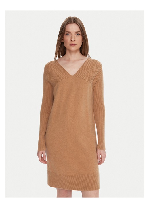 Rochie tricotata, United Colors of Benetton, 80% lana, bej, pentru femei, XL INTL