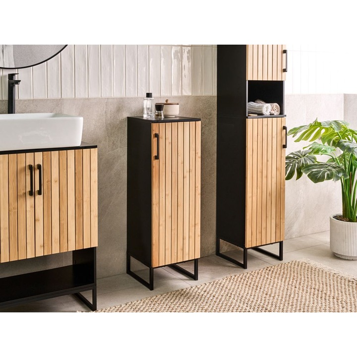 Dulap de baie Miscanti Lemn de bambus 30 cm Maro deschis