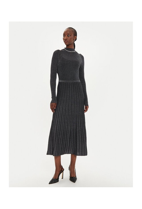 Rochie tricotata de dama Pinko, negru, argintiu