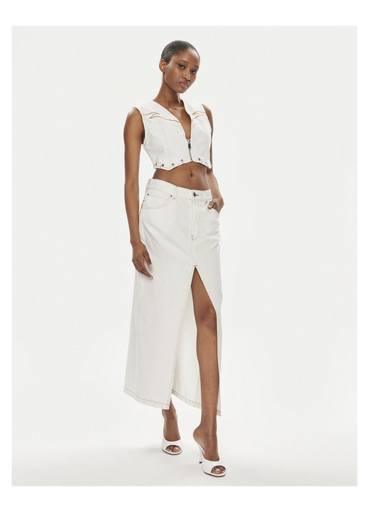 Fusta Pinko, denim, alba