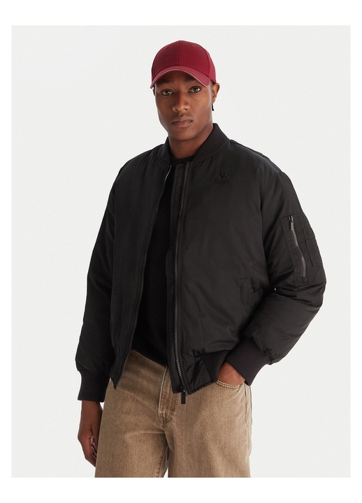 Geaca bomber barbati Kappa, negru, material rezistent