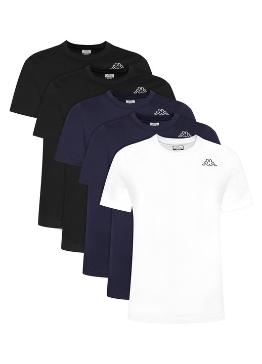 Set tricouri barbatesti Kappa, alb, negru, bleumarin, bumbac