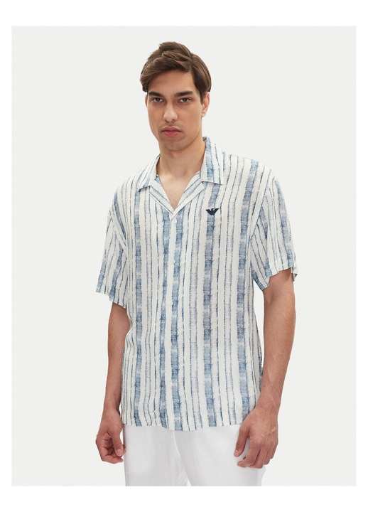 Camasa barbati Emporio Armani, albastru deschis, bumbac