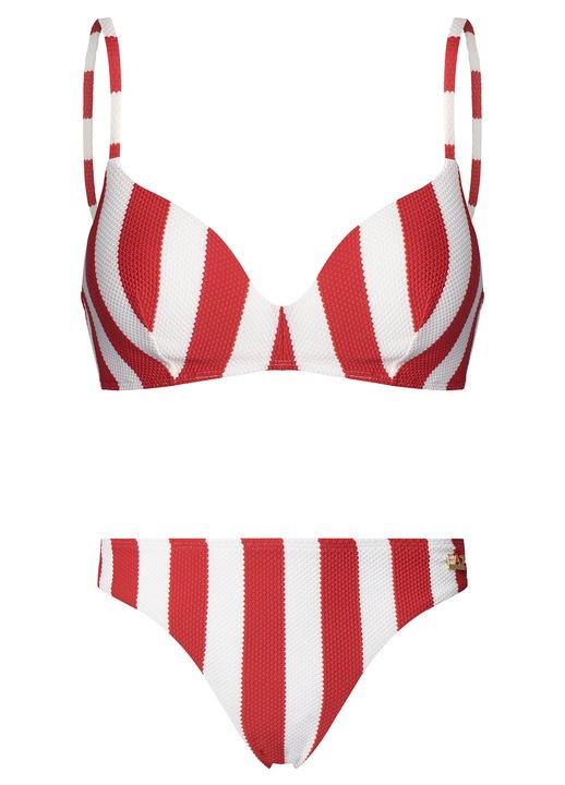 Costum de baie dama, EA7, bikini, rosu, alb, S INTL