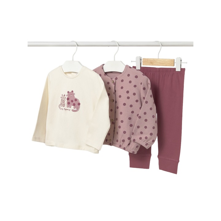 Compleu pentru copii Mayoral, din 3 piese, roz/crem