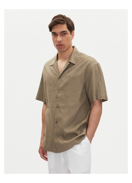Camasa barbati Emporio Armani, maro, bumbac