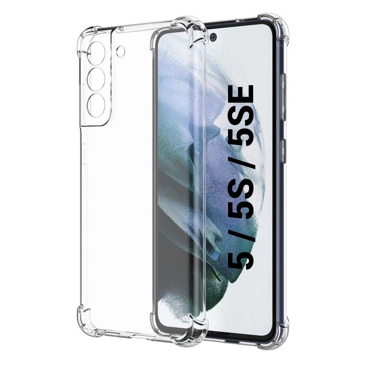 Husa de silicon antisoc pentru Iphone 5 / 5S / 5SE Transparent