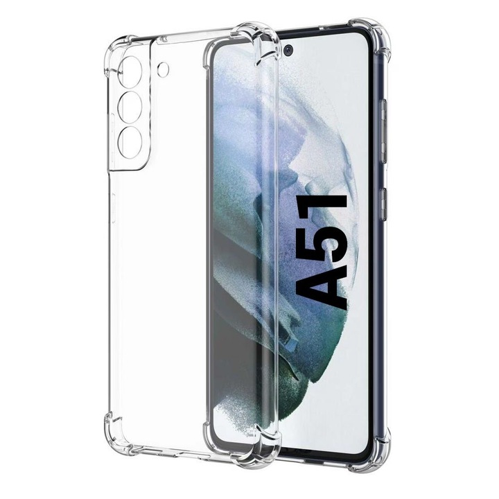 Husa de silicon antisoc pentru Samsung A51 (A515) Transparent