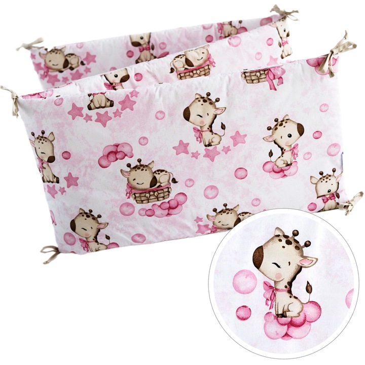 Aparatoare Pentru Patut, Protectie Pentru Treptele Patutului Copilului, Moale si Pufoasa, 180x30 cm, Antialergica, Bumbac Premium Certificat, Model LOVE