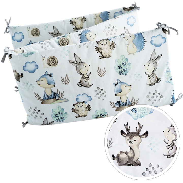 Aparatoare Pentru Patut, Protectie Pentru Treptele Patutului Copilului, Moale si Pufoasa, 180x30 cm, Antialergica, Bumbac Premium Certificat, Model BLISS