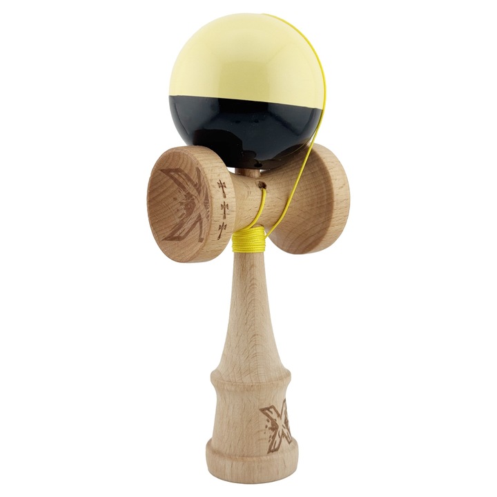 Kendama X, Super Sticky, Cupe Mari, Rulment, Ata 55 cm, Galben/Negru