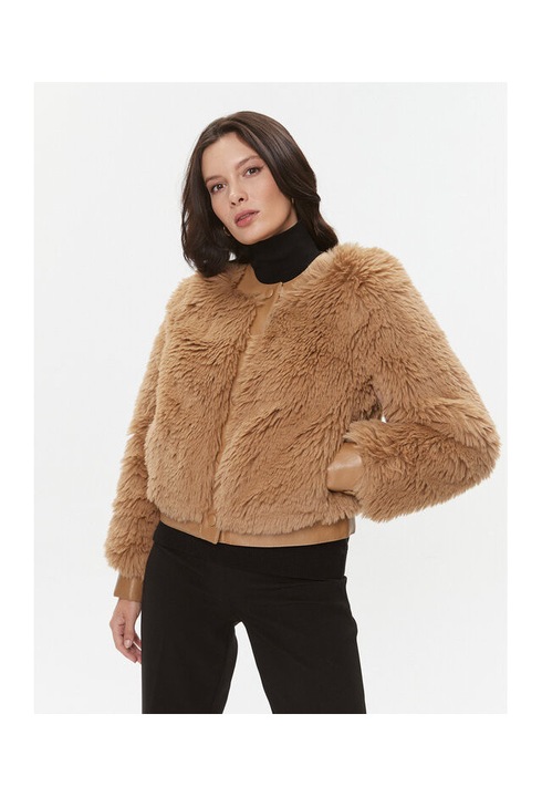 Geaca de dama Twinset, blana artificiala, maro, 46 EU